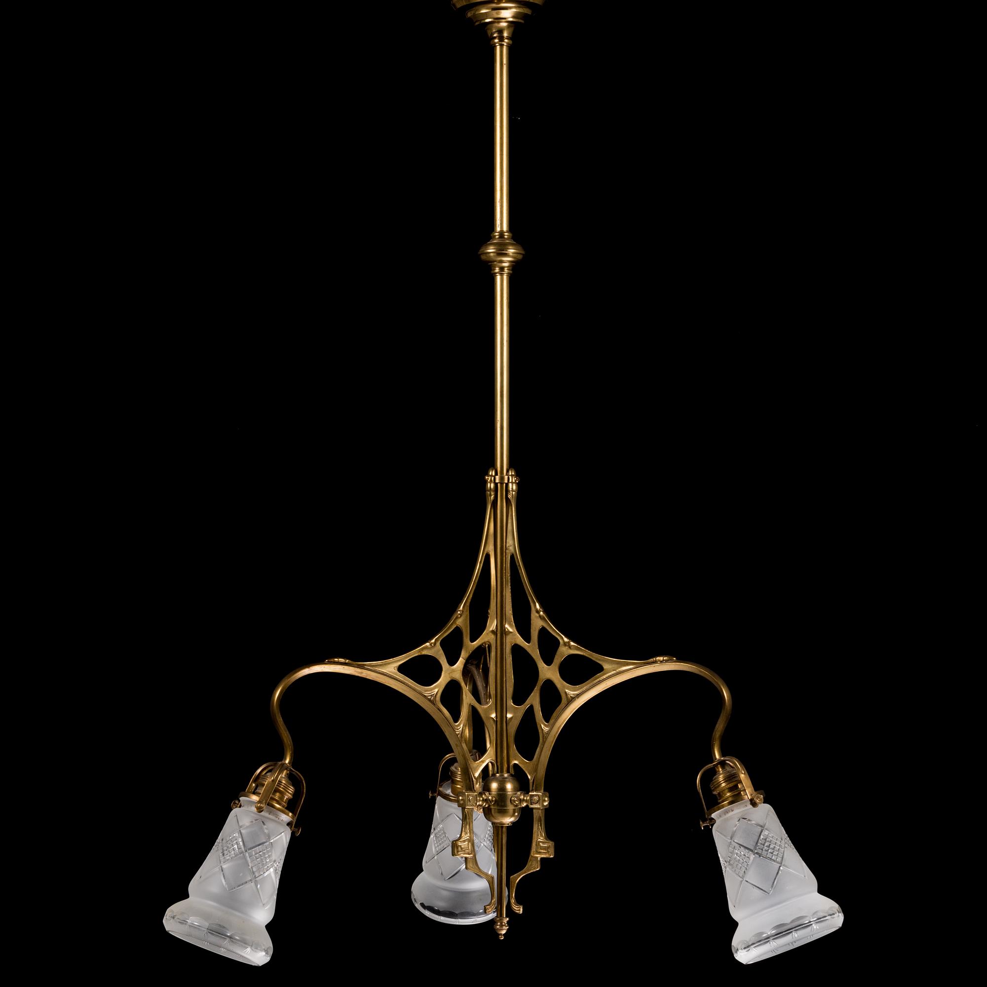 An art nouveau ceiling lamp, early 20th century.