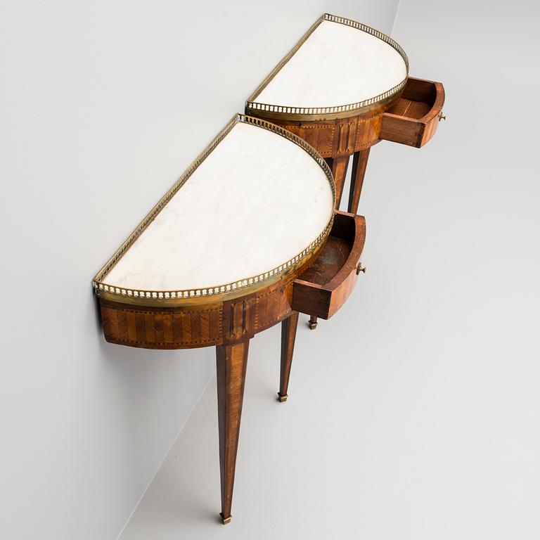 A PAIR OF DEMILUNE WALL TABLES, Central Europe, c. 1800.