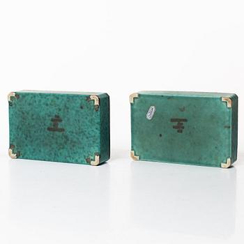 Wilhelm Kåge, four 'Argenta' stoneware boxes, Gustavsberg.