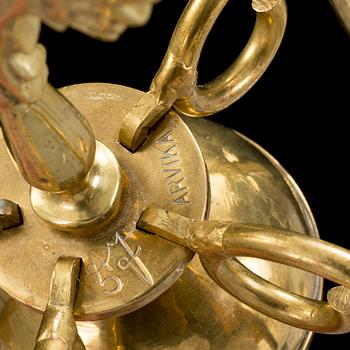 A BRASS CEILING LIGHT, Arvid Johansson, Arvika, second half of the 20th century. Height ca 25 cm.