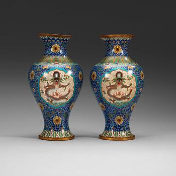 A pair of cloissoné vases, China, early 20th Century.