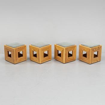 Barnmöbler, fåtölj och pallar, 4 st, 1970-tal.