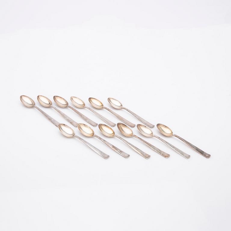 Jacob Ängman, Skedar, silver, 12 st, Rosenholm, GAB, Stockholm, 1960-1963.