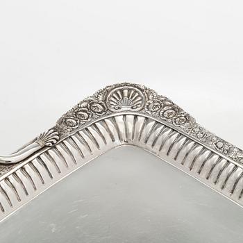 A silver tray, maker's mark of Henrik Tallberg, St. Petersburg 1832.