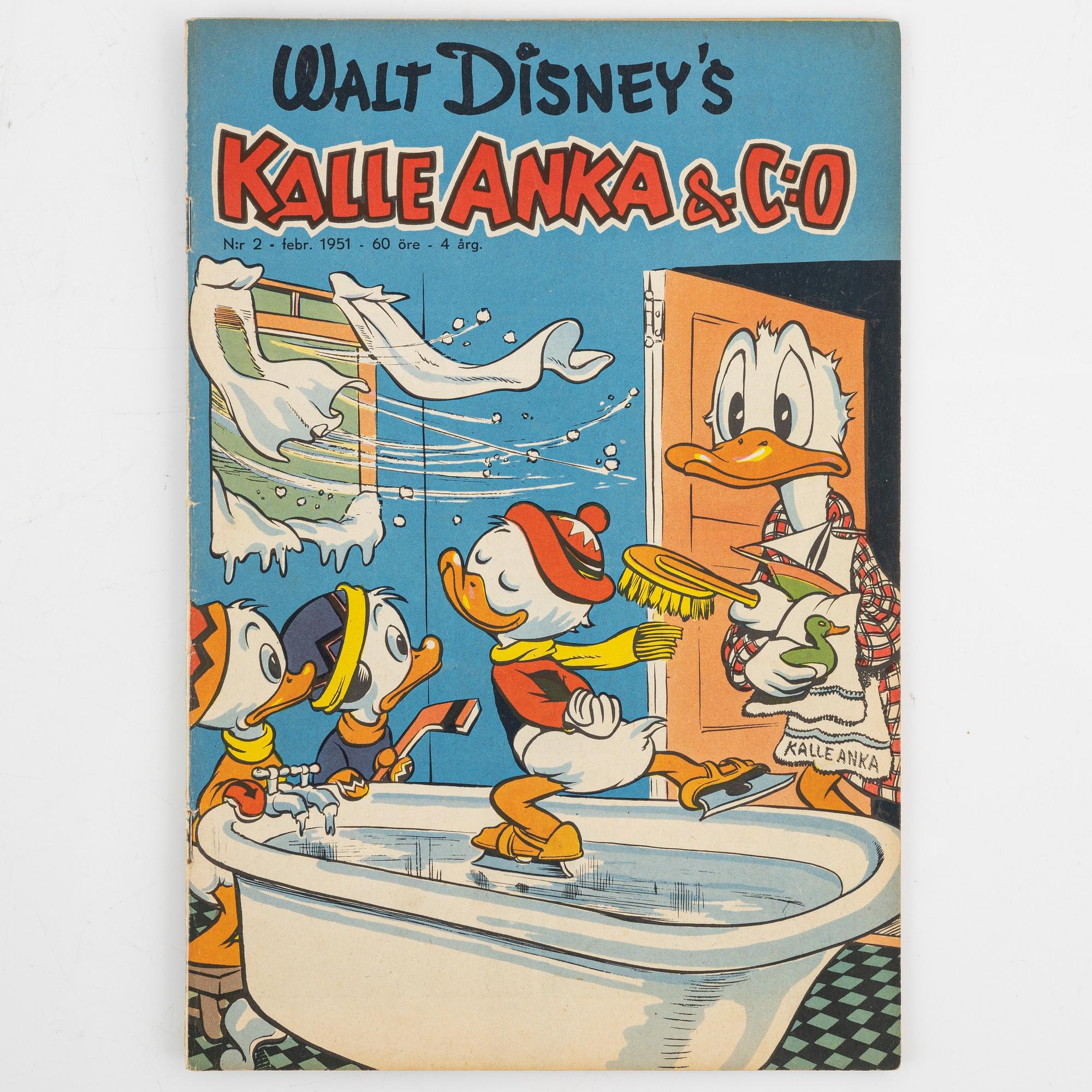 Serietidningar, "Kalle Anka & Co", 12 st, komplett årgång 1951.