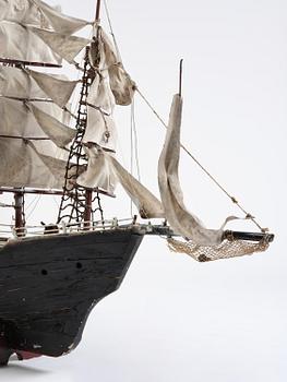 A modell of a ship from Brahestad, Finland, 19th century.