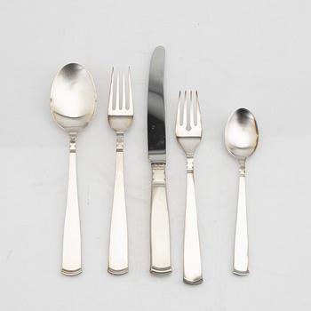 A Sweish 20th century set of 30 pcs of sivler cutlery "Rosenholm" mark of Gense Eskilstuna 1999 total weight 1620 grams.