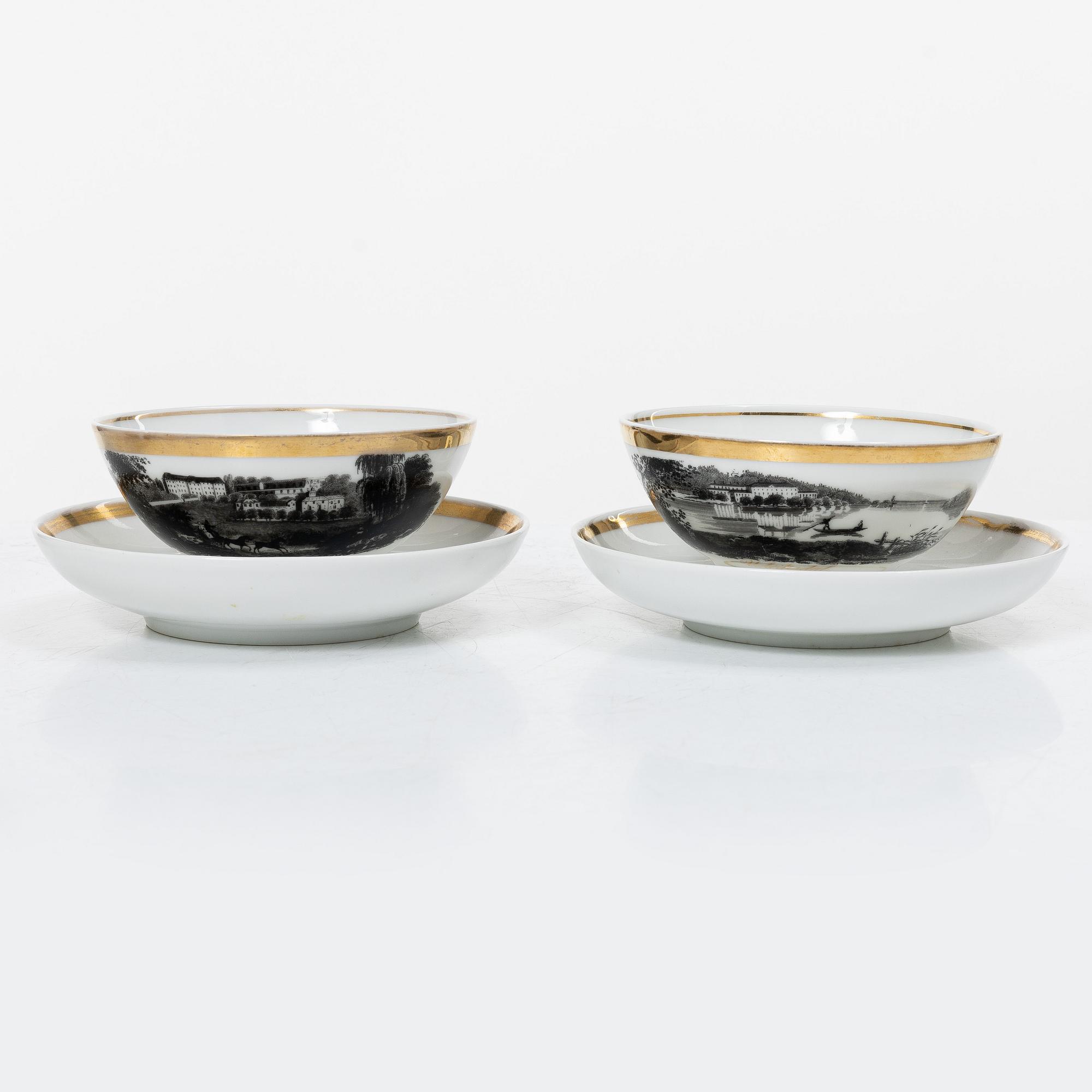 Cups with saucers, 29 pcs, Empire, first half of the 19th century.