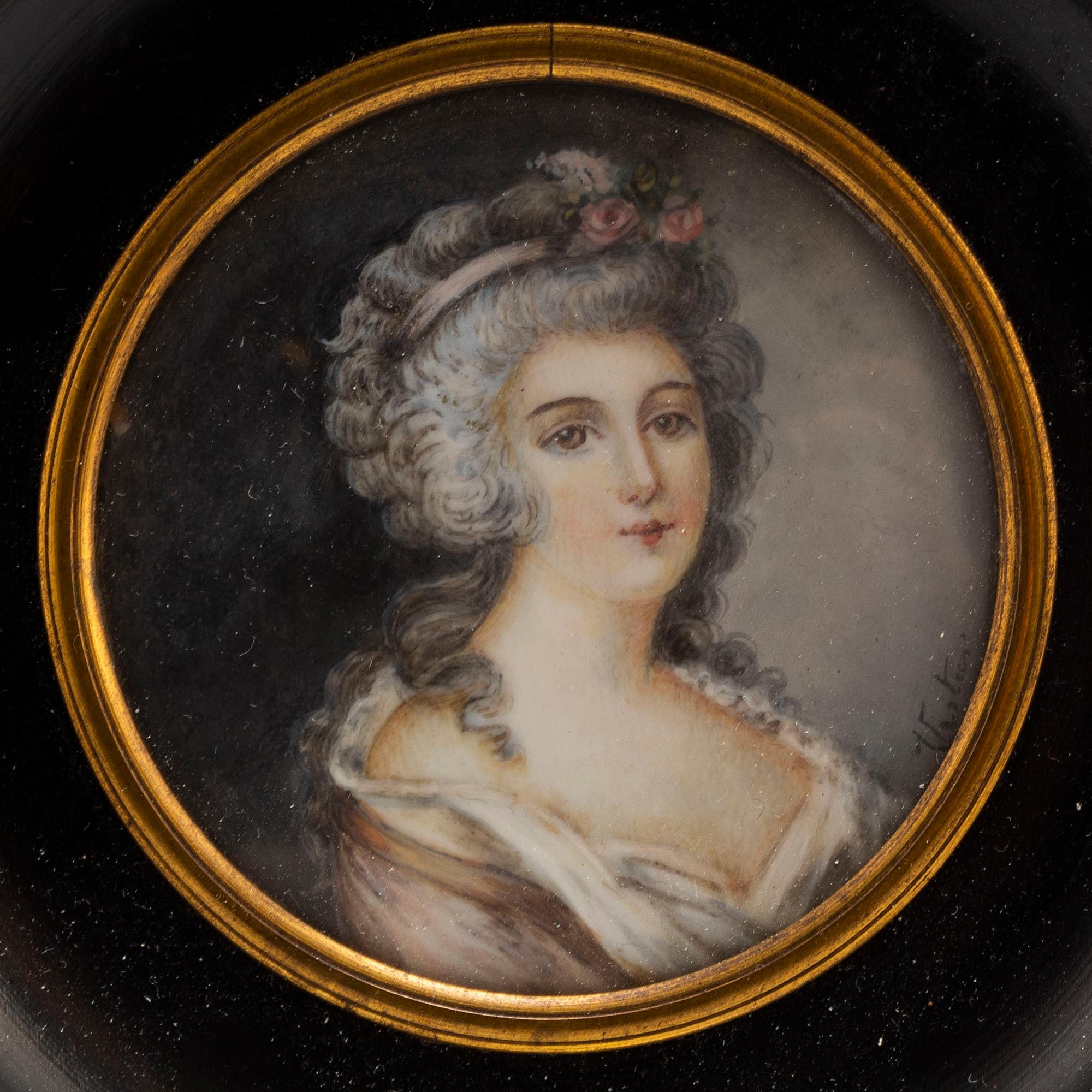 MINIATYRMÅLNING, kopia efter Antoine Vestier, gouache.