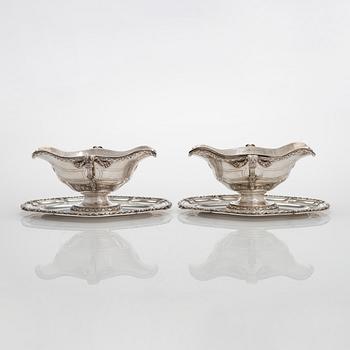 A pair of Boin-Taburet silver sauceboats, Paris 1870s-90s.