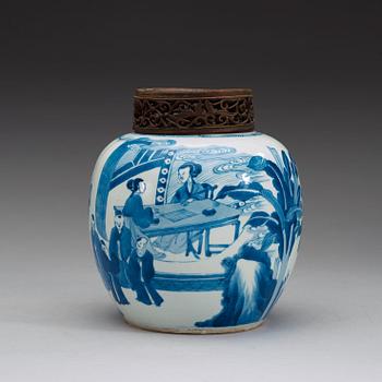 A blue and white jar, Qing dynasty, Kangxi (1662-1722).