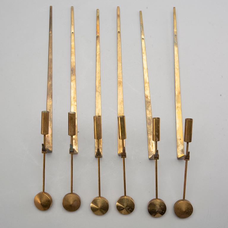 PIERRE FORSSELL, 6 Wall candlesticks in brass "Pendeln", Skultuna.