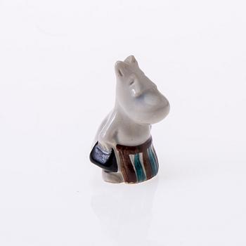 DOSA, trä, och MUMINFIGURINER, 3 st, keramik, Signe Hammarsten-Jansson, Arabia, 1950-tal.