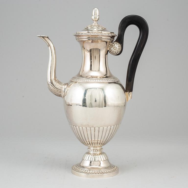 A Swedish Empire 19th century silver coffee-pot, mark of Adolf Zethelius, Stockholm 1830.