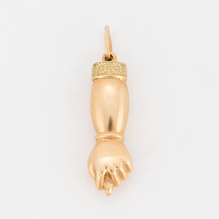 PENDANT, 18K gold in two colours, "fist".