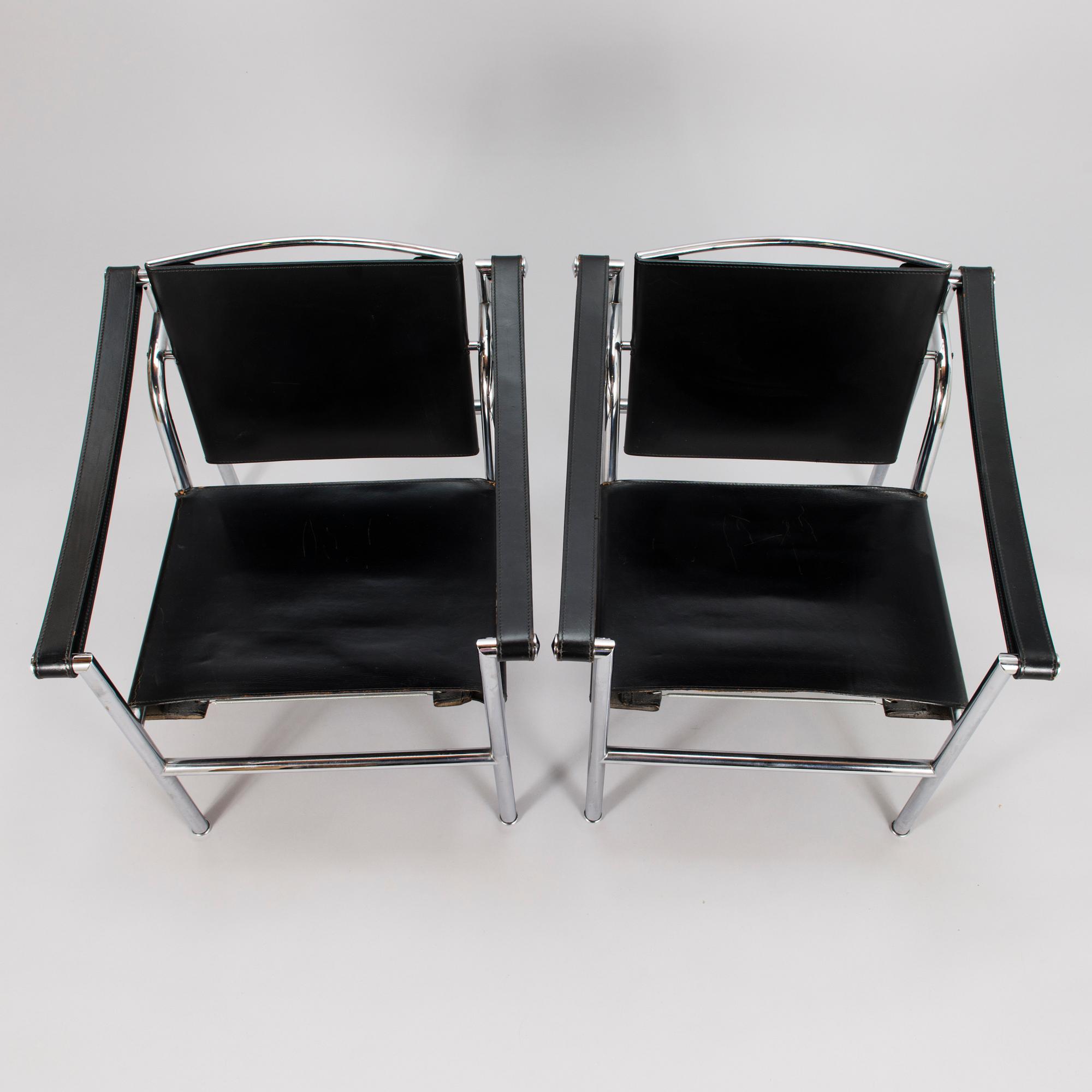 LE CORBUSIER, fåtöljer 4 st, modell LC 1, 1900-talets slut.