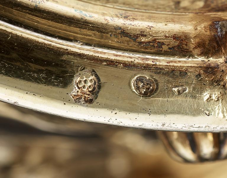 An important German 17th century parcel-gilt tankard, makers mark of Abraham Drentwett I, Augsburg 1645-1650.