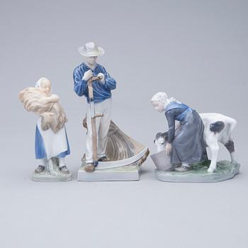 FIGURINER, 3 st, porslin, Royal Copenhagen, Danmark 1952-1979.