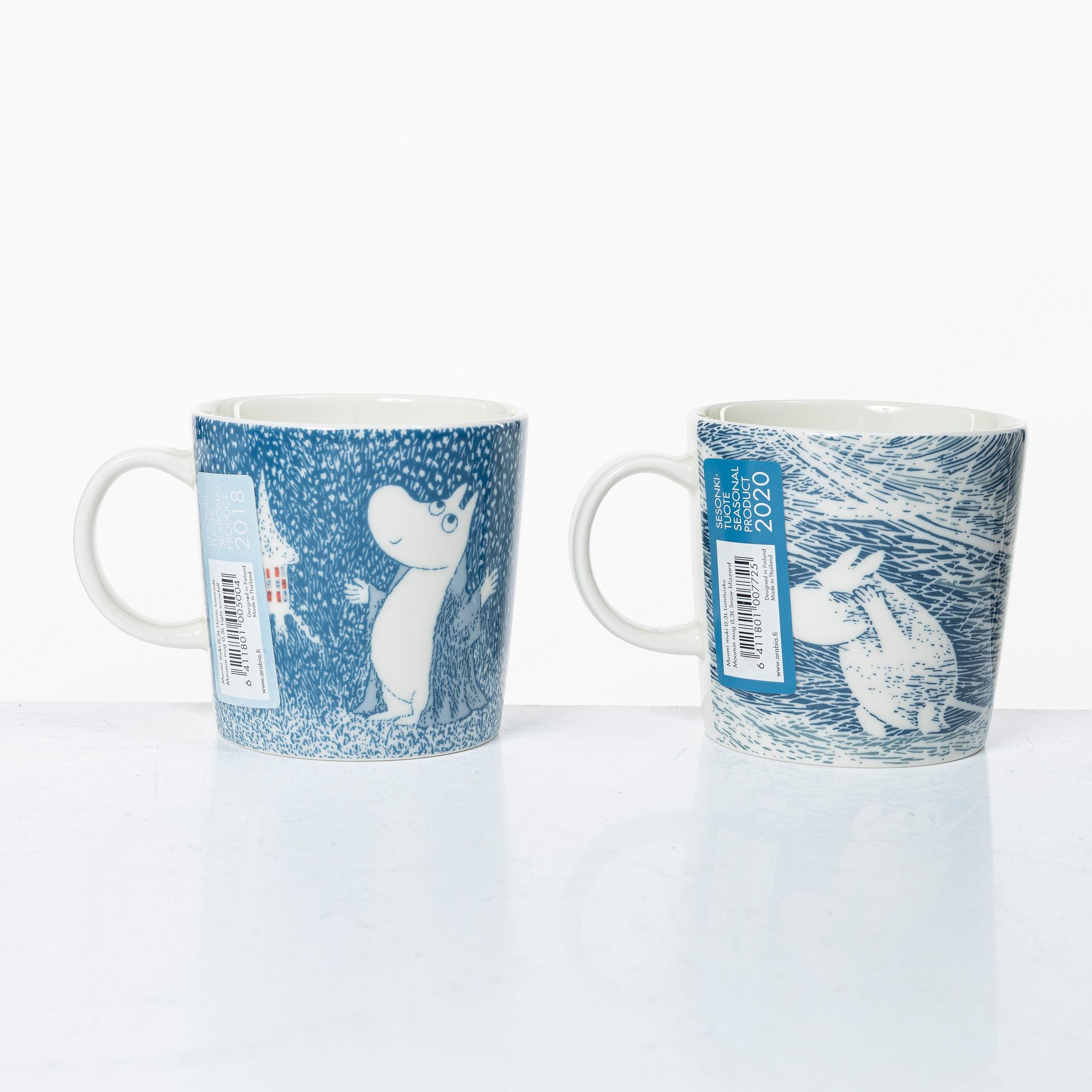 Arabia, 29 Moomin mugs, Finland.