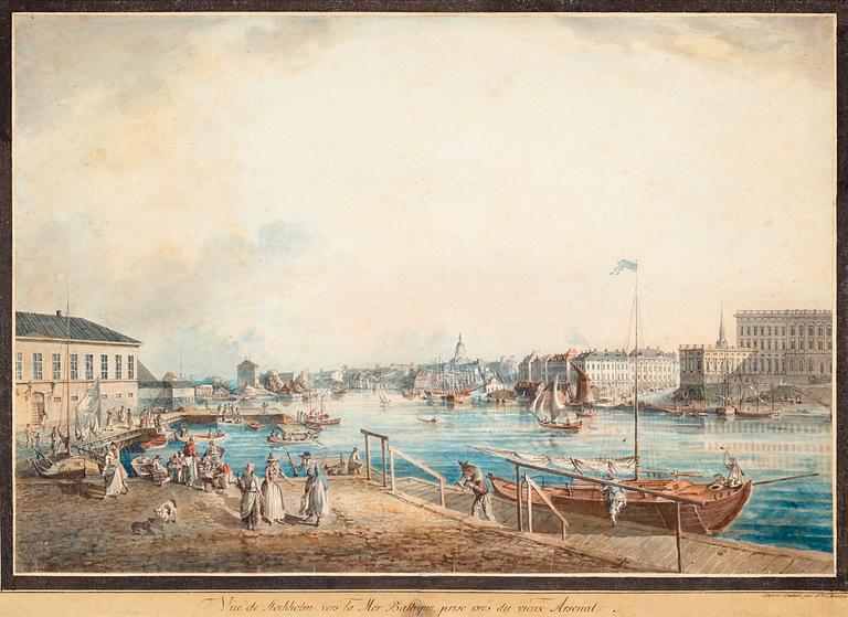 Johan Fredrik Martin, "Utsigt af Stockholm tagen ifrån ingången till Blasiiholmen", ur: "Svenska vuer".