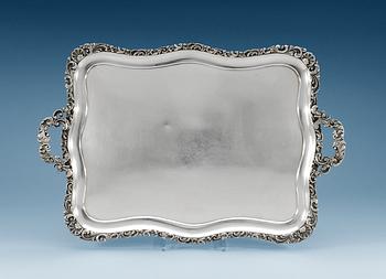 1304. A RUSSIAN SILVER TRAY, makers mark of Adolf Sper, St. Petersburg 1843.
