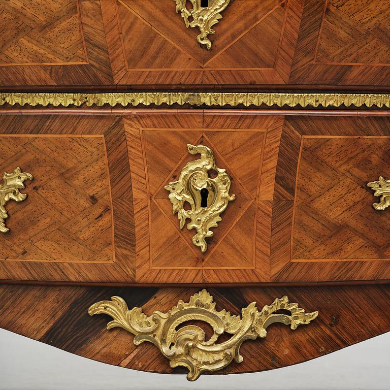 A parquetry and ormolu mounted rococo commode attributed to C. Tietze (master in Stockholm 1764.91).