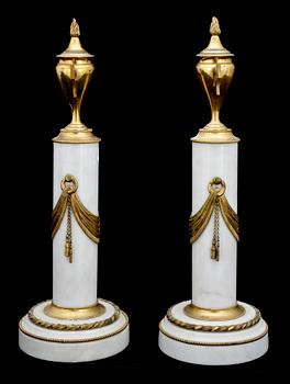A pair of late Gustavian late 18th Century candlesticks/cassolettes.
