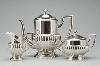 TESERVIS, 3 delar, silver, empirestil. Total vikt ca 1030 g.