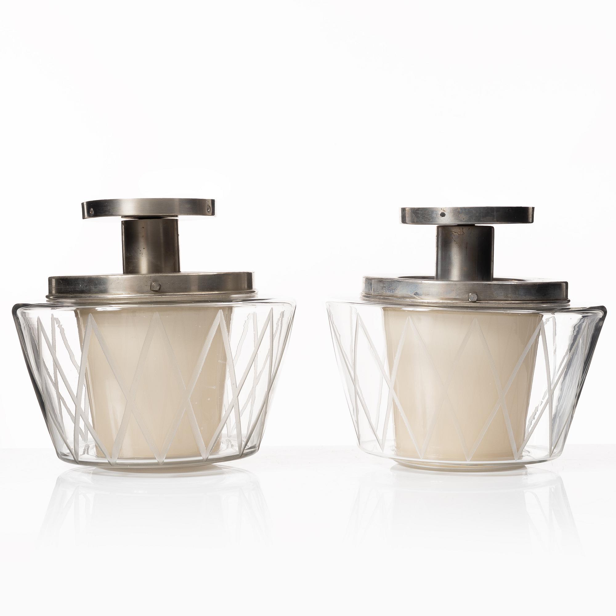 Harald Notini, taklampor, ett par, modell "11197", Arvid Böhlmarks Lampfabrik, Stockholm, 1940-tal.