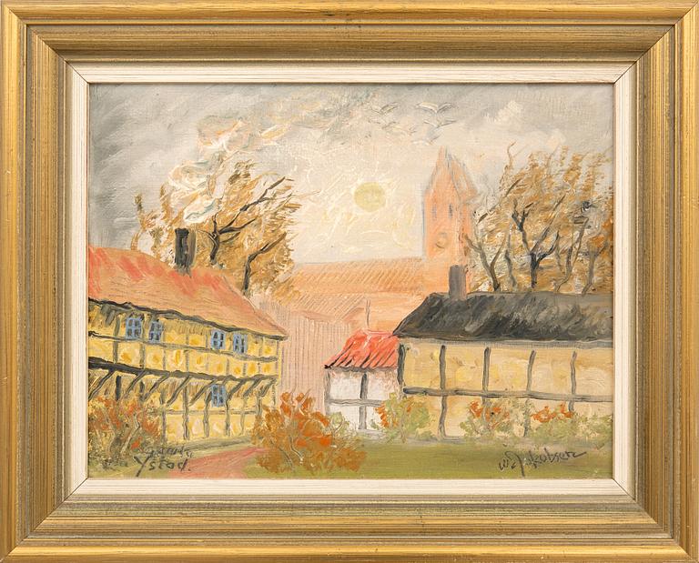 Oluf Wolmer Jakobsen "Old Ystad" and "Malmö Harbour".