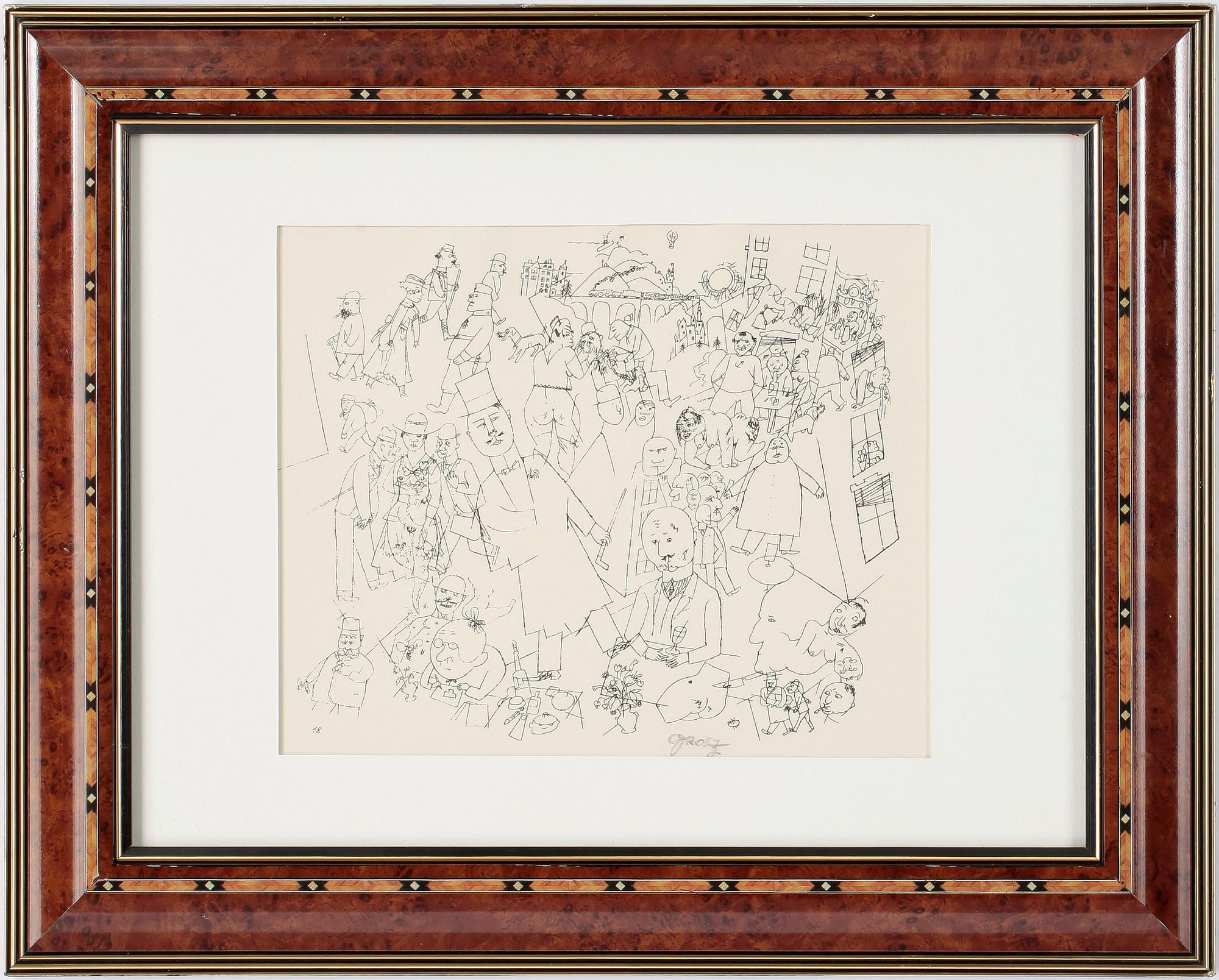 GEORGE GROSZ, offsetlitografi, signerad.