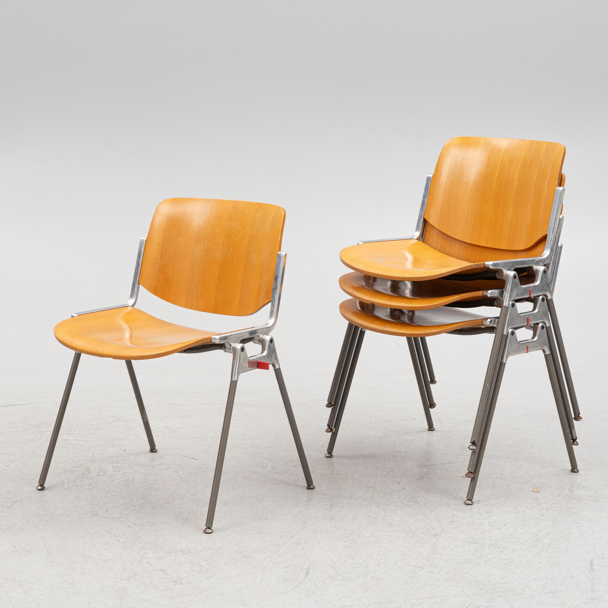 Giancarlo Piretti, four chairs, Castelli, Italy.