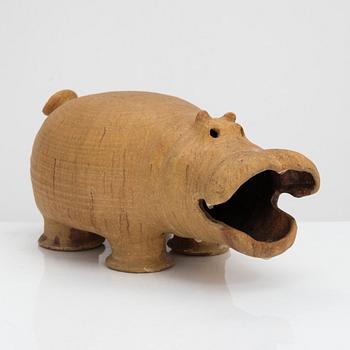 Teemu Luoto, sculpture, Hippo, ceramic, signed.