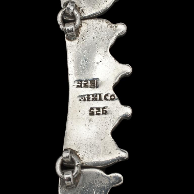 COLLIER, sterlingsilver med lapis lazuli samt malakit, Taxco, Mexico, 1900-talets senare hälft.  Vikt 91 g.