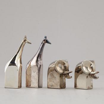 GUNNAR CYRÉN, four silver plated zinc figurines, Dansk Designs, Japan.