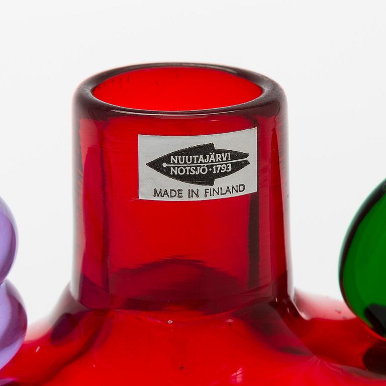 Oiva Toikka, flaska, "Pompom", signerad Oiva Toikka Nuutajärvi Notsjö.