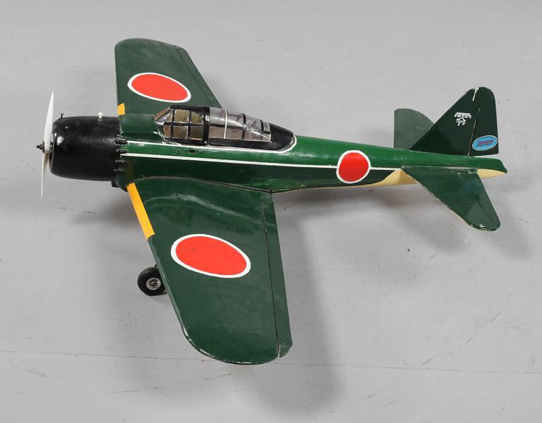 MODELLFLYGPLAN, "Mitsubishi A6M Zero", med startare mm, 1900-talets andra hälft.