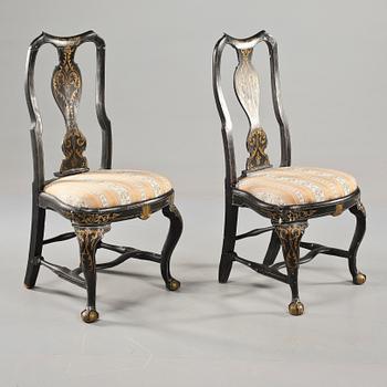 STOLAR, ett par, senbarock, 1700-tal.