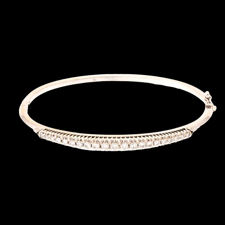 An 18K white gold bracelet set with round brilliant-cut and single-cut diamonds, Italy.