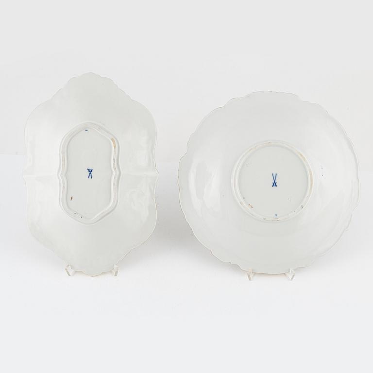 Meissen, fat, 2 st, porslin, 1900-talets mitt.