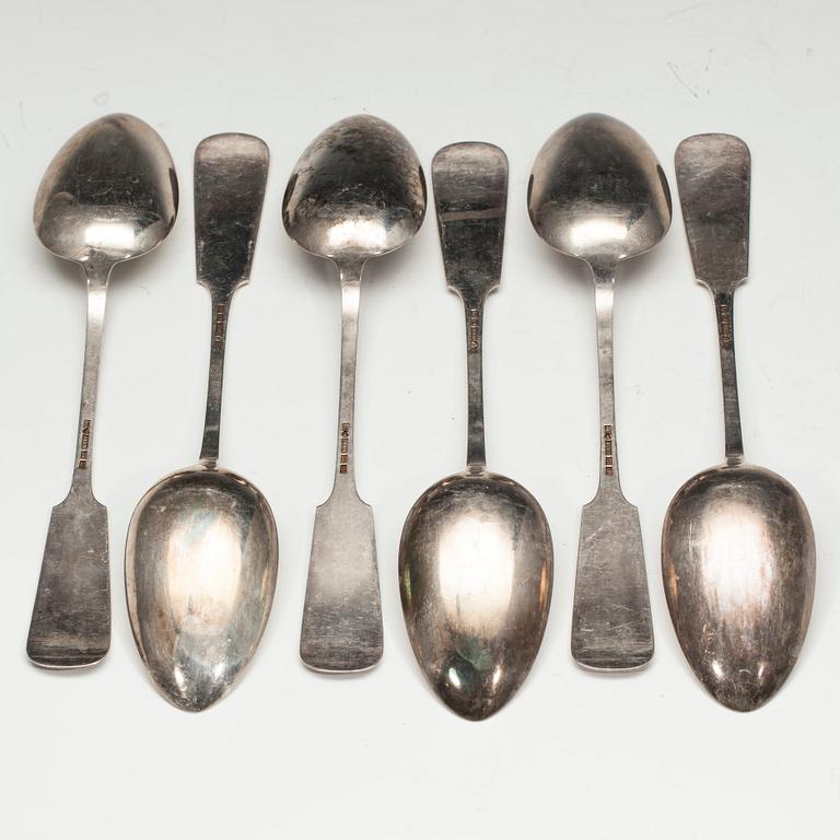 MATSKEDAR, 6 kpl silver, "Mussla" Uusi Kultaseppä Helsingfors 1922. Vikt 290 g.