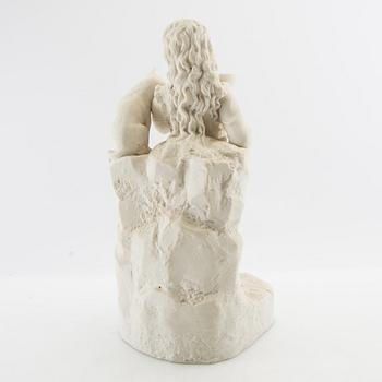 Dekorativ skulptur Flicka med katt biskvi 1900-tal.