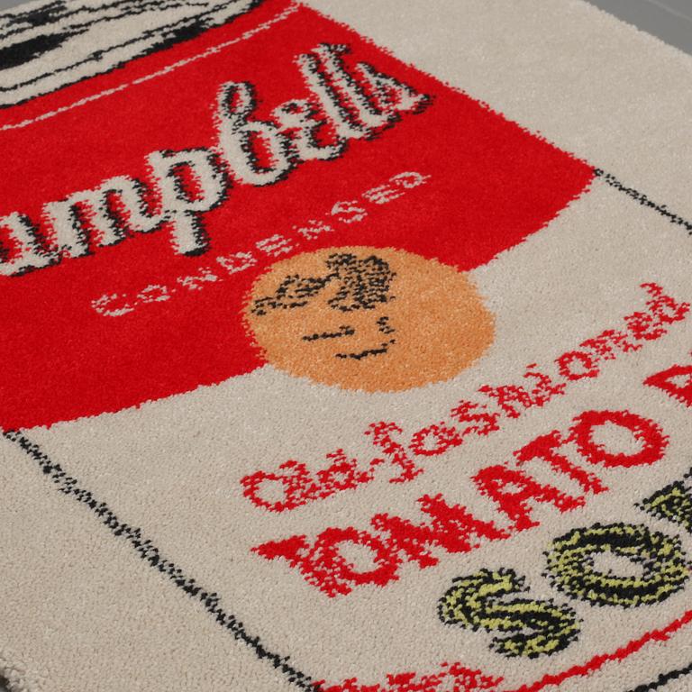A rug after Andy Warhol, "Campbells Tomato Soup", by Ege Artline, second half of the 20th century, 87 x 81 cm.