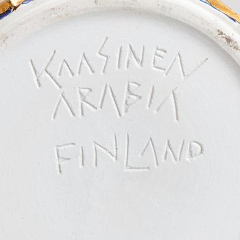 Taisto Kaasinen, a ceramic vase with Masonic symbols, signed Kaasinen Arabia Finland.