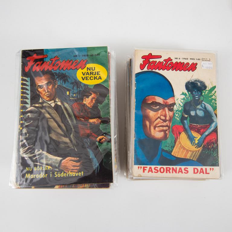 A set of "Serietidningen Fantomen" comic books complete years 1959-63.