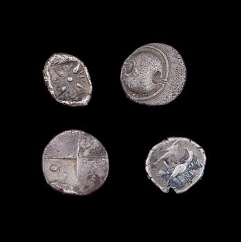 MYNT, 4 st, silver, Grekland 550-320 f.Kr. Ca 7,5g.