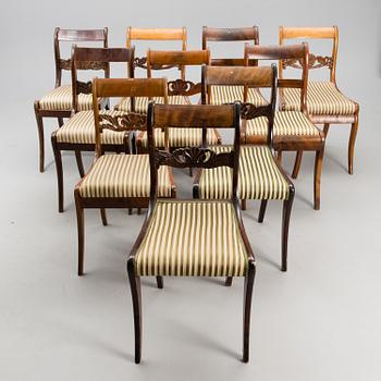 A set of ten mid-19th century side chairs.