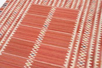 Barbro Nilsson, a carpet, 'Salerno röd', flat weave, c. 261 x 193 cm, signed AB MMF BN.