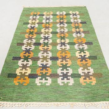 Judith Johansson, "Grön Höst" rölakan rug signed, approx. 210x143 cm.