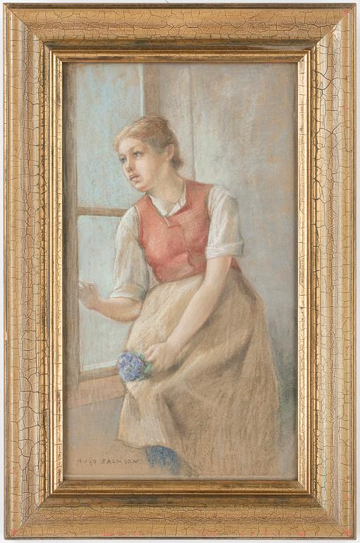 HUGO SALMSON, pastell, signerad.